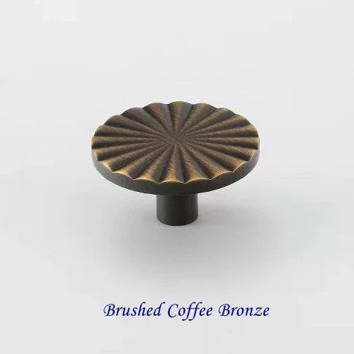 Contemporary Brass Sunburst Circular Drawer Pulls - 4 Finishes