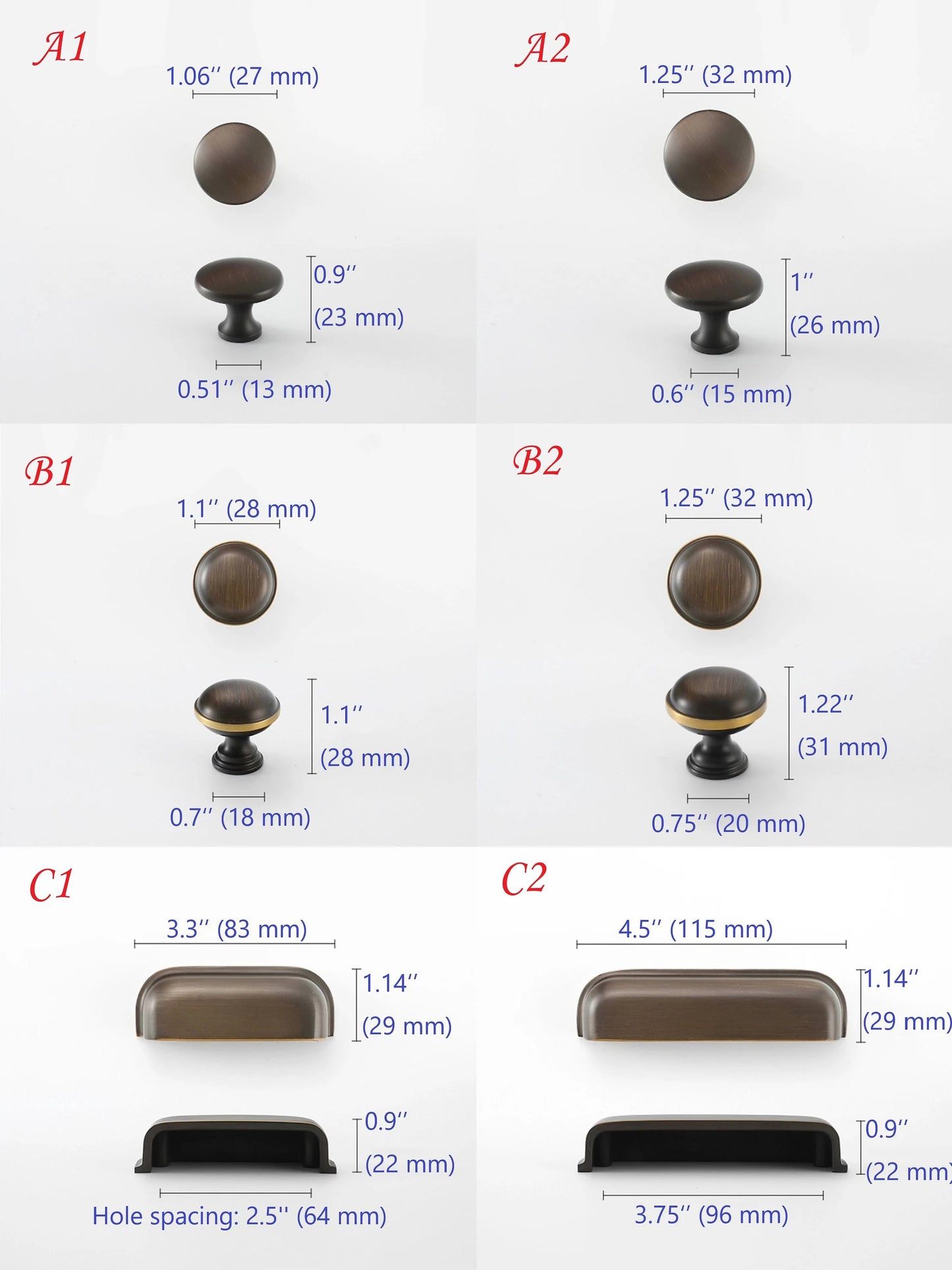 Brass Cup Drawer Pulls 2.5" 3.75" - 6 Finishes | LynnsHardware