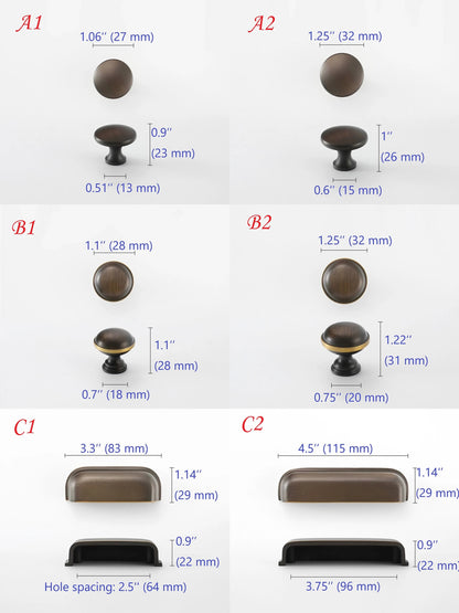 Brass Cup Drawer Pulls 2.5" 3.75" - 6 Finishes | LynnsHardware