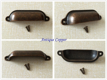Cabinet Cup Pull Handle, 3.5" Center to Center, Front Screws, Multi Finishes