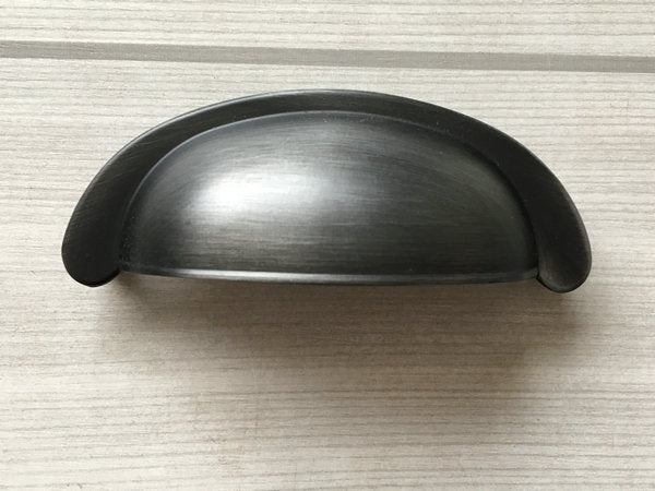 3" 76 mm Centers Gray Cup Drawer Pull & Knob - LynnsHardware