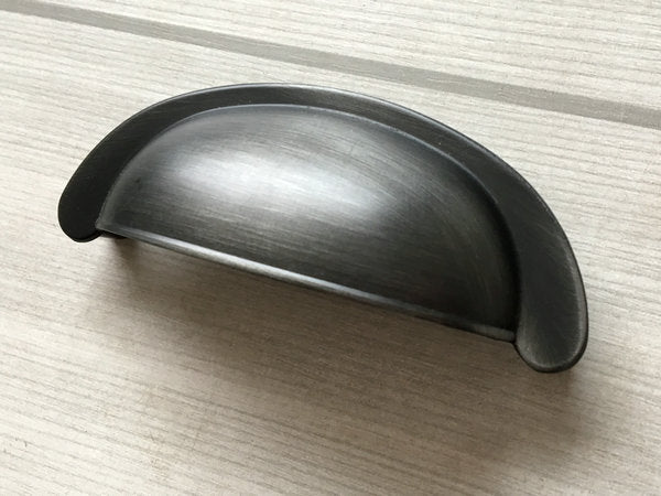 3" 76 mm Centers Gray Cup Drawer Pull & Knob - LynnsHardware