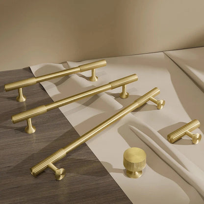 Knurled Cabinet Pull Gold Solid Brass Lynns Hardware
