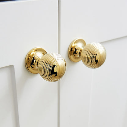 Polished Brass Ball Cabinet Knob,  Gold Beehive Drawer Pull, Kitchen Hardware