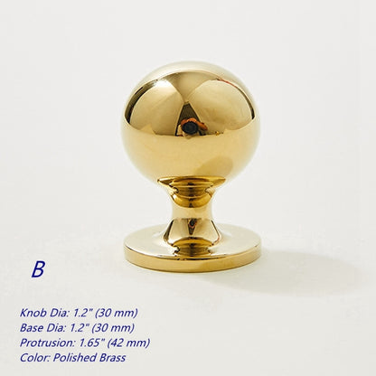 Polished Brass Ball Cabinet Knob,  Gold Beehive Drawer Pull, Kitchen Hardware