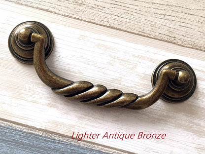 4.5" Antique Bronze Bail Drawer Pulls, Vintage Style,  Antique Pewter, Black