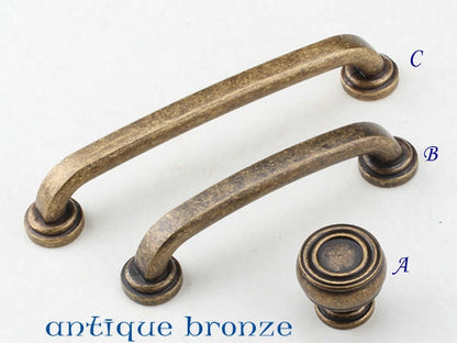 Kitchen Cabinet Pulls, Vanity Drawer Handles, Antique Bronze Pewter Black, Rustic Retro Hardware