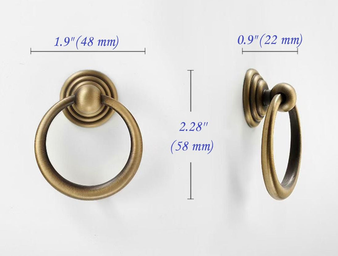 3.75" 5" Vintage Look Swan Neck Swing Bail Handle, Cabinet Drop Ring Pull, Antique Bronze
