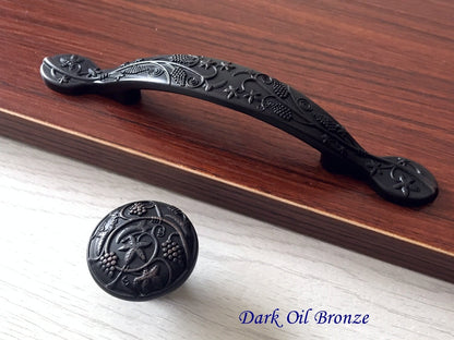 3" 76 mm Victorian Dresser Drawer Pull, Retro Cabinet Knob, Oil Rubbed Bronze Nickel Pewter