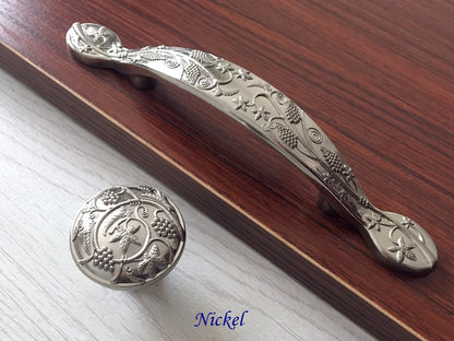 3" 76 mm Victorian Dresser Drawer Pull, Retro Cabinet Knob, Oil Rubbed Bronze Nickel Pewter