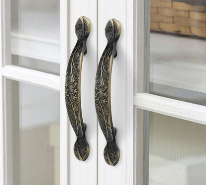 3" 76 mm Georgian Antique Bronze Drawer Pull, Flower Patterned Cabinet Knob