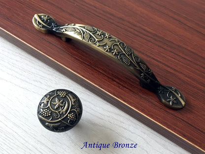 3" 76 mm Victorian Dresser Drawer Pull, Retro Cabinet Knob, Oil Rubbed Bronze Nickel Pewter