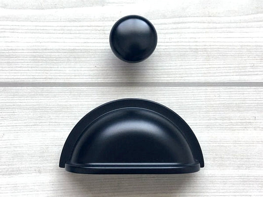 3 Inch Black Cup Drawer Pulls, Square Cabinet Knob, Kitchen Hardware, 76 mm Holes