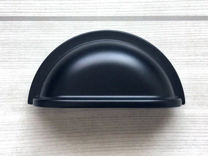 3 Inch Black Cup Drawer Pulls, Square Cabinet Knob, Kitchen Hardware, 76 mm Holes