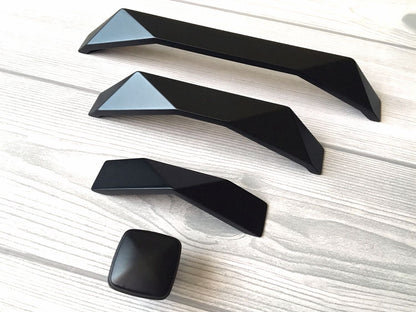 Matte Black Geometric Cabinet Handles, Drawer Pulls, Kitchen Hardware