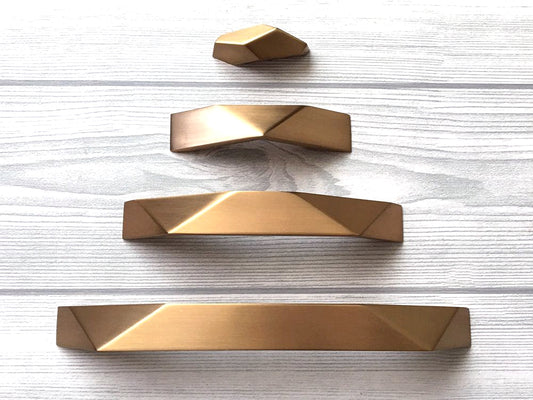 Geometric Gold Bronze Cabinet Handles, Drawer Pulls, Kitchen Hardware