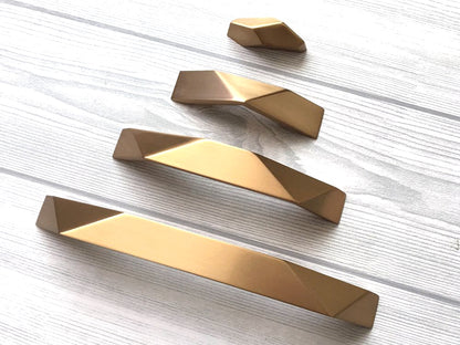Geometric Gold Bronze Cabinet Handles, Drawer Pulls, Kitchen Hardware