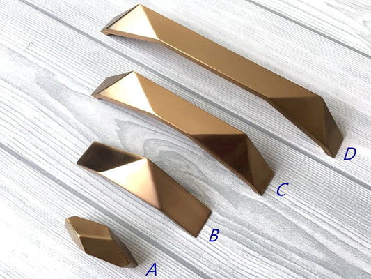 Geometric Gold Bronze Cabinet Handles, Drawer Pulls, Kitchen Hardware