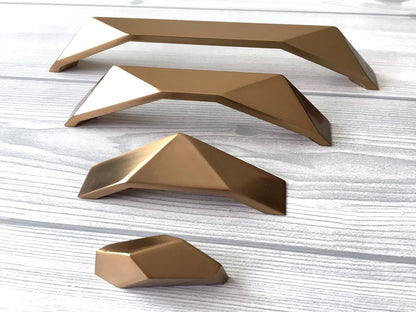 Geometric Gold Bronze Cabinet Handles, Drawer Pulls, Kitchen Hardware