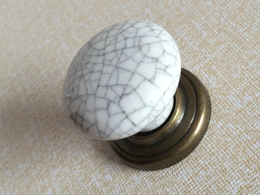 Crackle Ceramic Cabinet Knob with Backplate, Gold Black Bronze Chrome