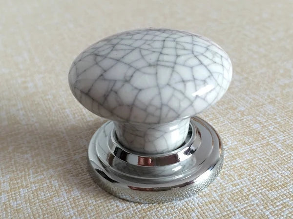 Crackle Ceramic Cabinet Knob with Backplate, Gold Black Bronze Chrome
