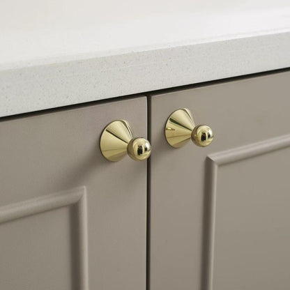 Ball Brass Knob with Conical Base, Drawer Pulls, Chrome Bronze Gold, Scandinavian Kitchen Cabinet Hardware