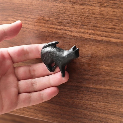 Cat Drawer Knobs, Antique Black, Rustic Hardware, Cast Iron