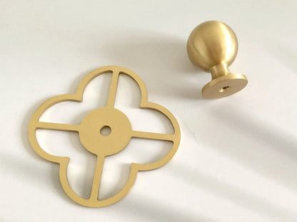 MCM Cabinet Knobs Clover Backplate Kitchen Hardware Drawer Pull