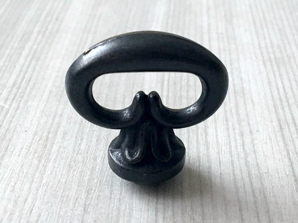 Vintage Look Antique Black Ring Drawer Pull with Backplate