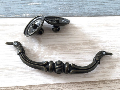 4.75" C-C Swing Bail Drawer Pull, Antique Bronze, Retro Cabinet Hardware