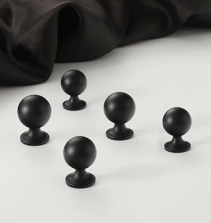 Matte Black Brass Knob Drawer Pulls
