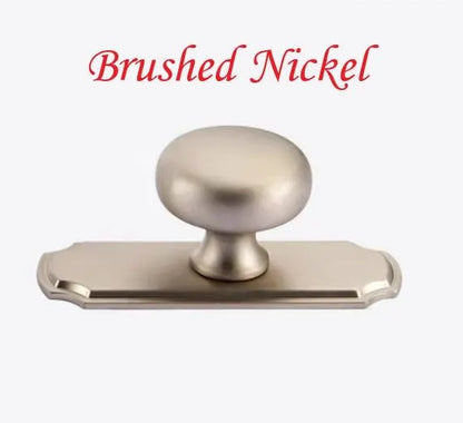 Solid Brass Round Cabinet Knob with Backplate Brushed Gold Nickel Silver Antique Bronze