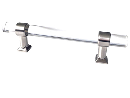 Acrylic Brushed Nickel Steel Drawer Pulls, Lucite Cabinet Handles