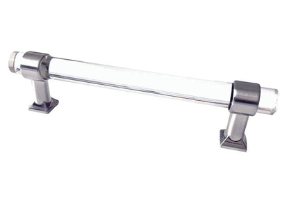 Acrylic Brushed Nickel Steel Drawer Pulls, Lucite Cabinet Handles