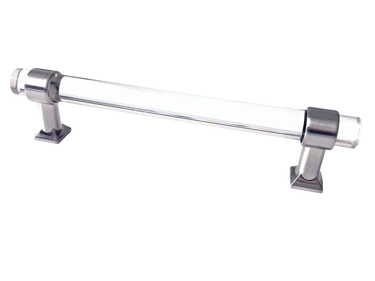 Acrylic Brushed Nickel Steel Drawer Pulls, Lucite Cabinet Handles