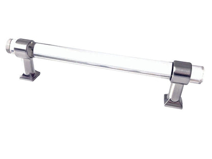 Acrylic Brushed Nickel Steel Drawer Pulls, Lucite Cabinet Handles