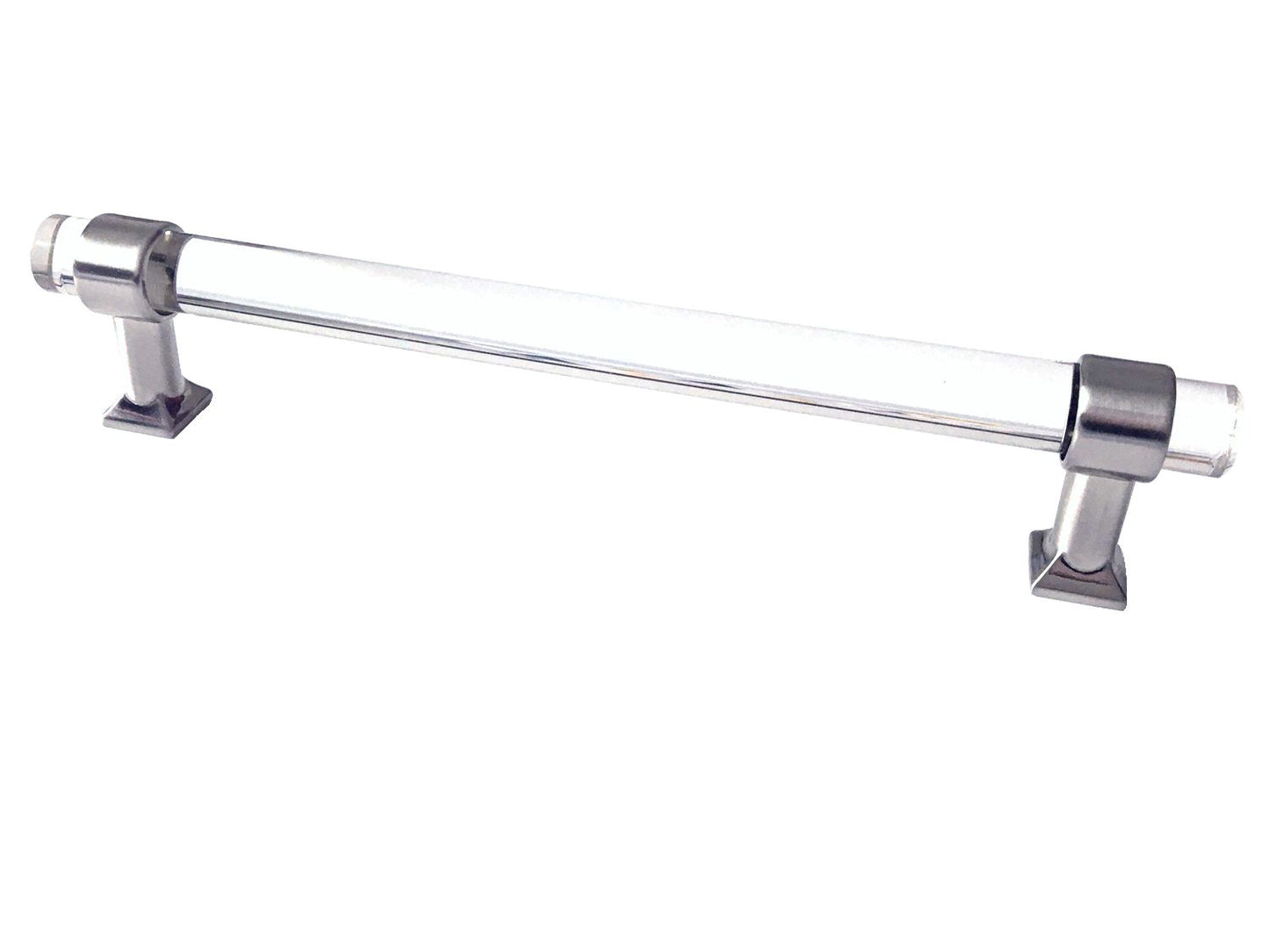 Acrylic Brushed Nickel Steel Drawer Pulls, Lucite Cabinet Handles