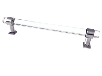 Acrylic Brushed Nickel Steel Drawer Pulls, Lucite Cabinet Handles
