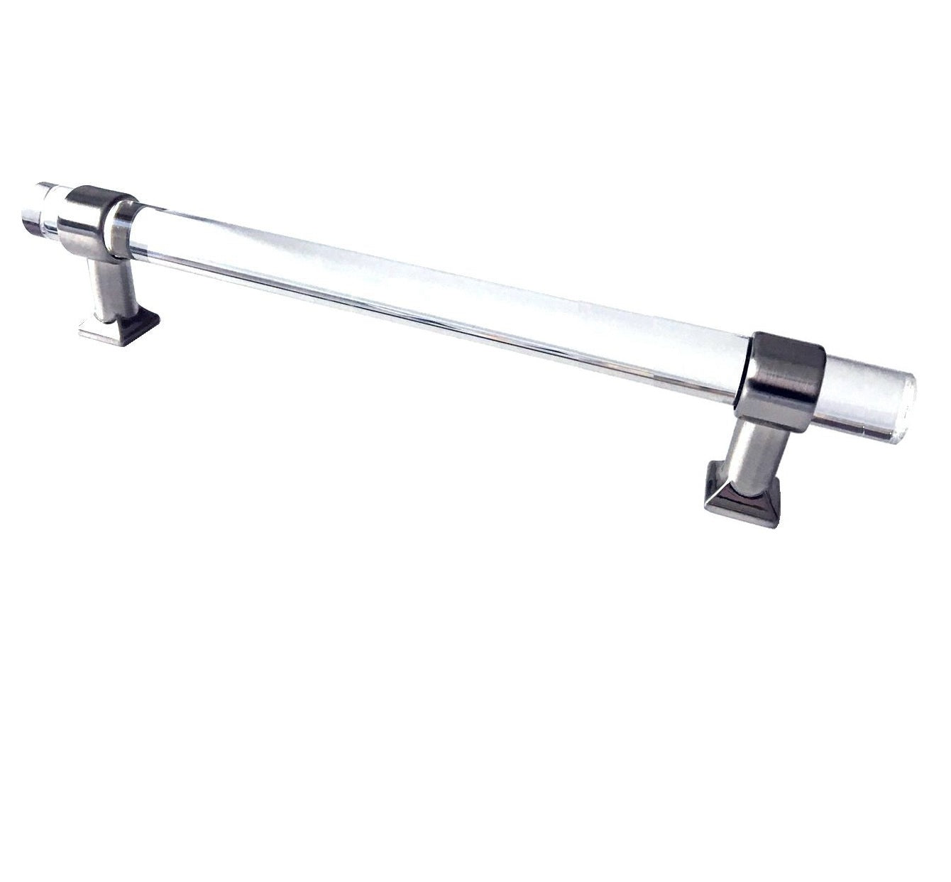 Acrylic Brushed Nickel Steel Drawer Pulls, Lucite Cabinet Handles