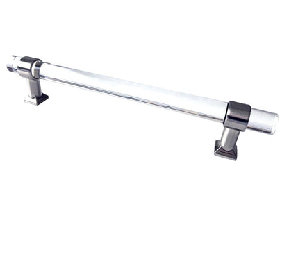 Acrylic Brushed Nickel Steel Drawer Pulls, Lucite Cabinet Handles
