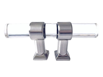 Acrylic Brushed Nickel Steel Drawer Pulls, Lucite Cabinet Handles