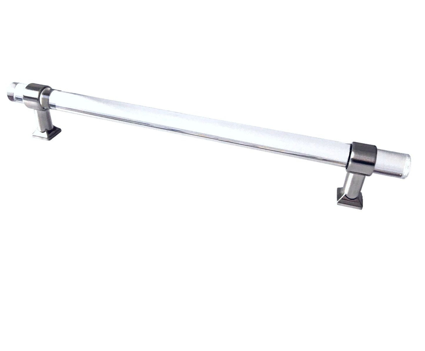 Acrylic Brushed Nickel Steel Drawer Pulls, Lucite Cabinet Handles