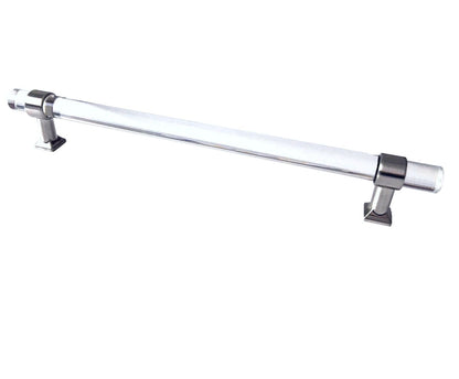 Acrylic Brushed Nickel Steel Drawer Pulls, Lucite Cabinet Handles
