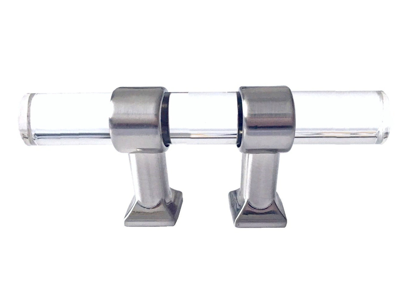 Acrylic Brushed Nickel Steel Drawer Pulls, Lucite Cabinet Handles