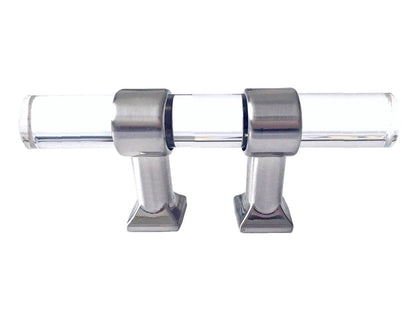 Acrylic Brushed Nickel Steel Drawer Pulls, Lucite Cabinet Handles