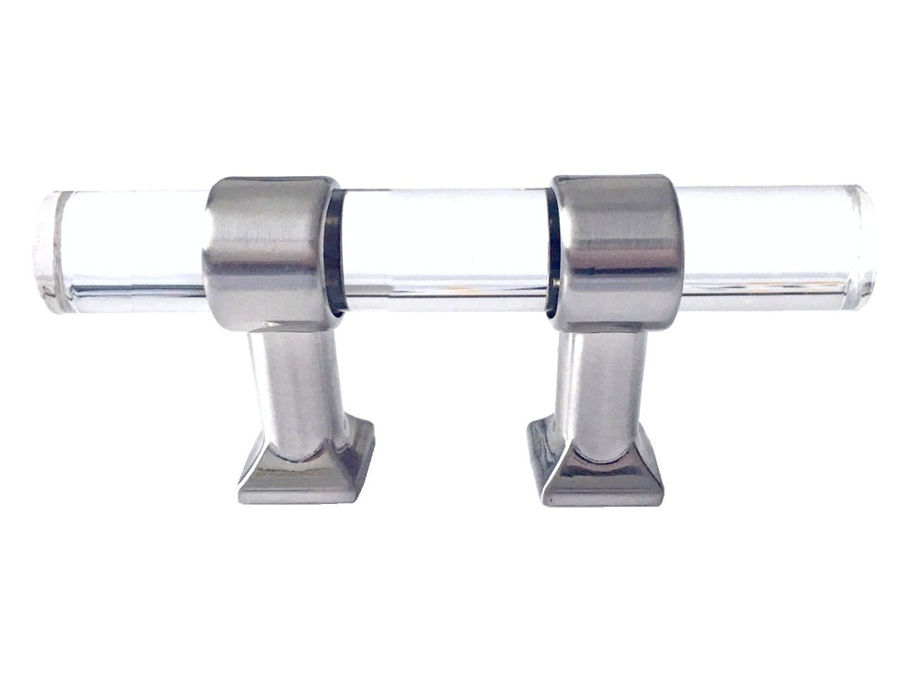 Acrylic Brushed Nickel Steel Drawer Pulls, Lucite Cabinet Handles