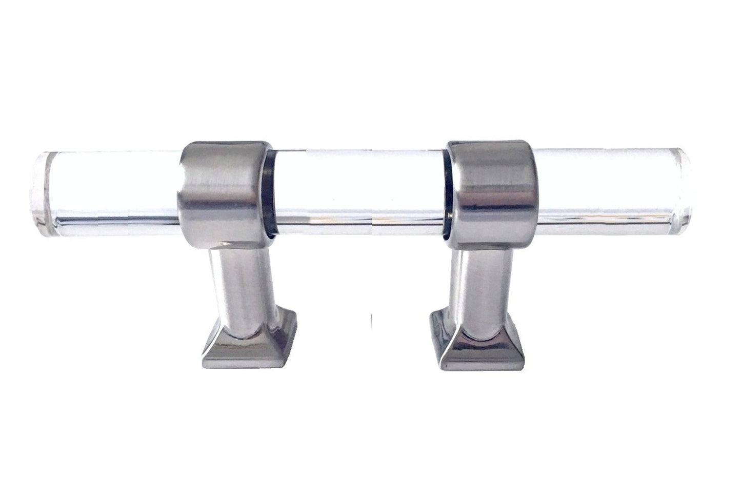 Acrylic Brushed Nickel Steel Drawer Pulls, Lucite Cabinet Handles