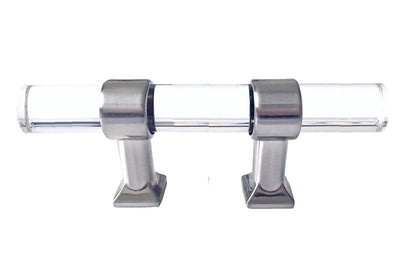 Acrylic Brushed Nickel Steel Drawer Pulls, Lucite Cabinet Handles