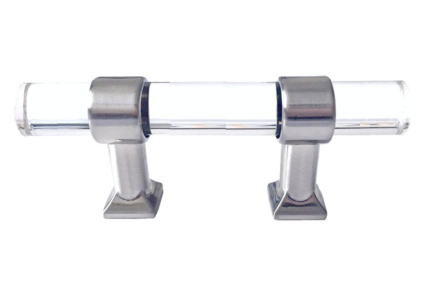 Acrylic Brushed Nickel Steel Drawer Pulls, Lucite Cabinet Handles