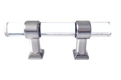 Acrylic Brushed Nickel Steel Drawer Pulls, Lucite Cabinet Handles